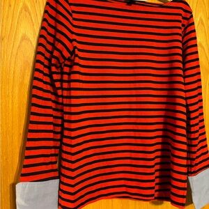 J. Crew Red and Black Striped Top